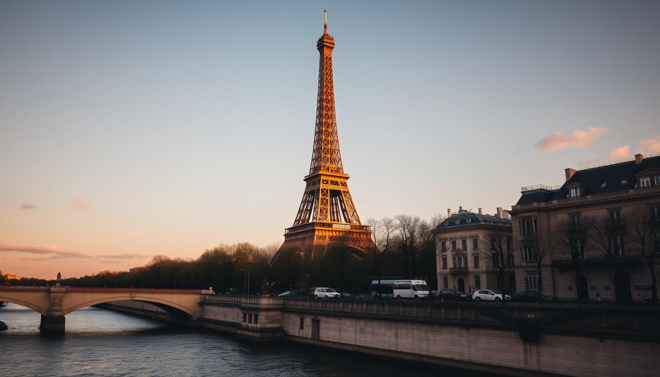 Eiffel Tower in Paris with the Seine River and cityscape, one of the top ten worldwide destinations