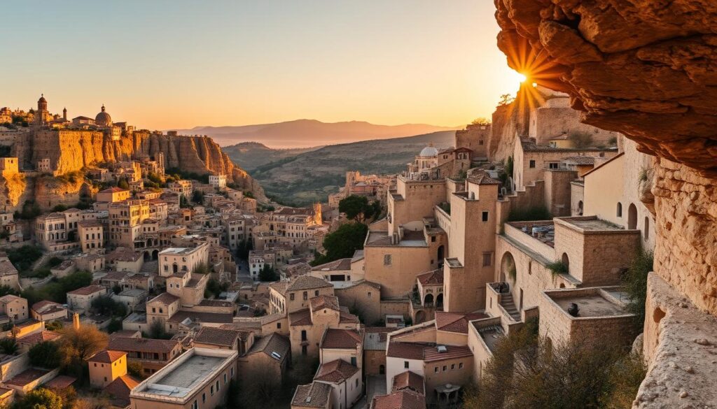 Panoramic view of Matera, Italy with ancient cave dwellings - one of the most unique Europe hidden gems